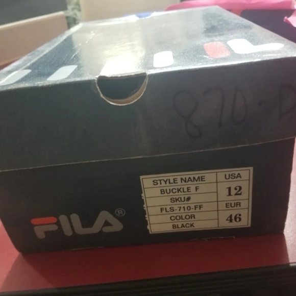 FILA Men's Size 12 BUCKLE F Black Sandals - Picture 3 of 5